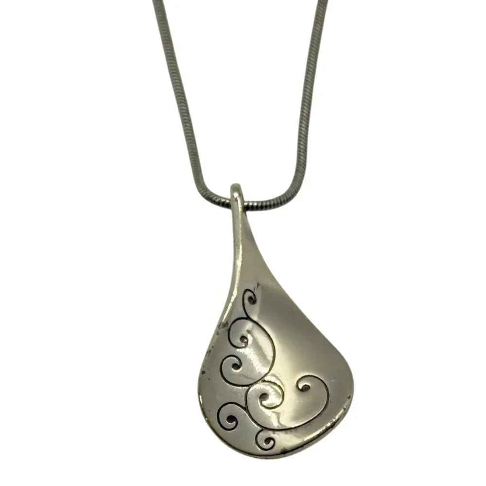 Brighton Silver Toned Twirl & Blaire Heart Necklaces Pendants 2 PC Adjustable